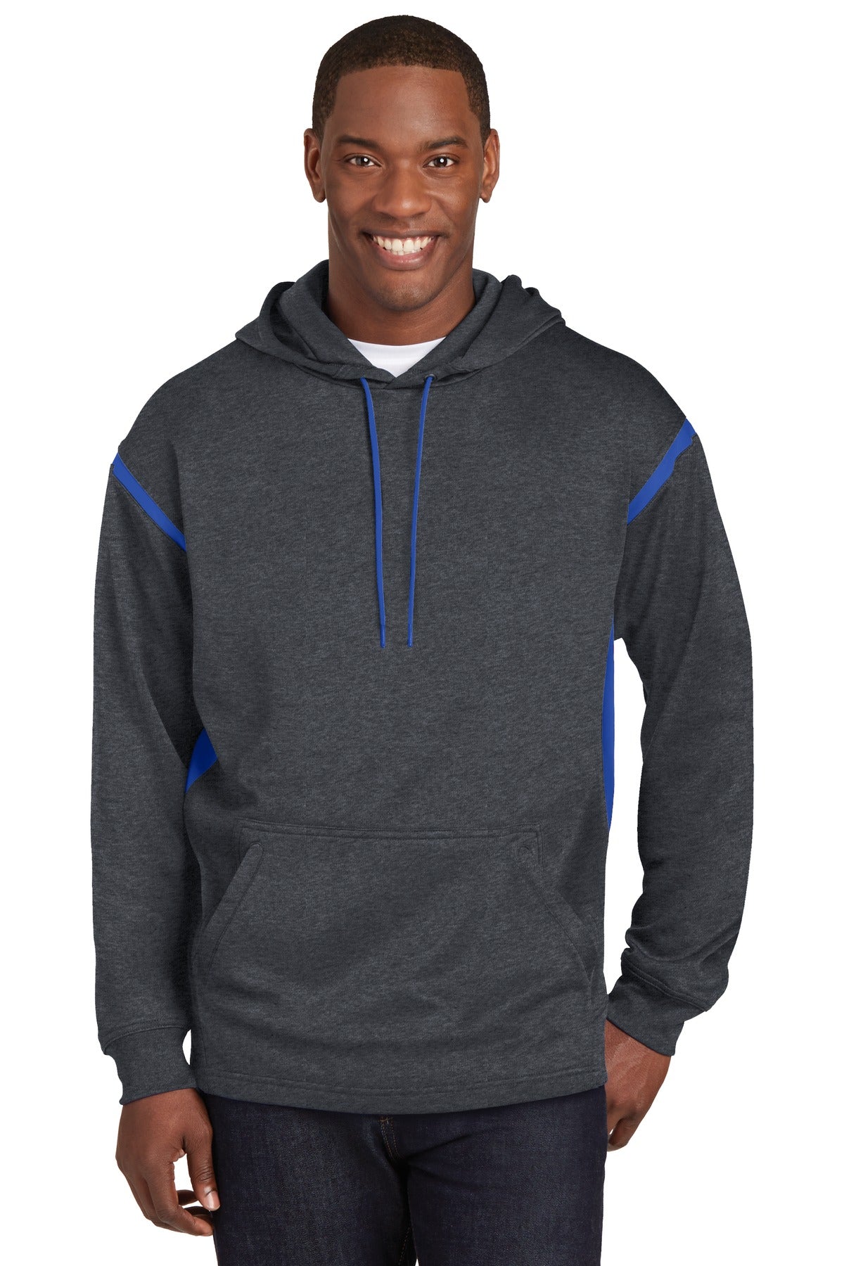 DISCONTINUED Sport-Tek® Tall Tech Fleece Colorblock Hooded Sweatshirt