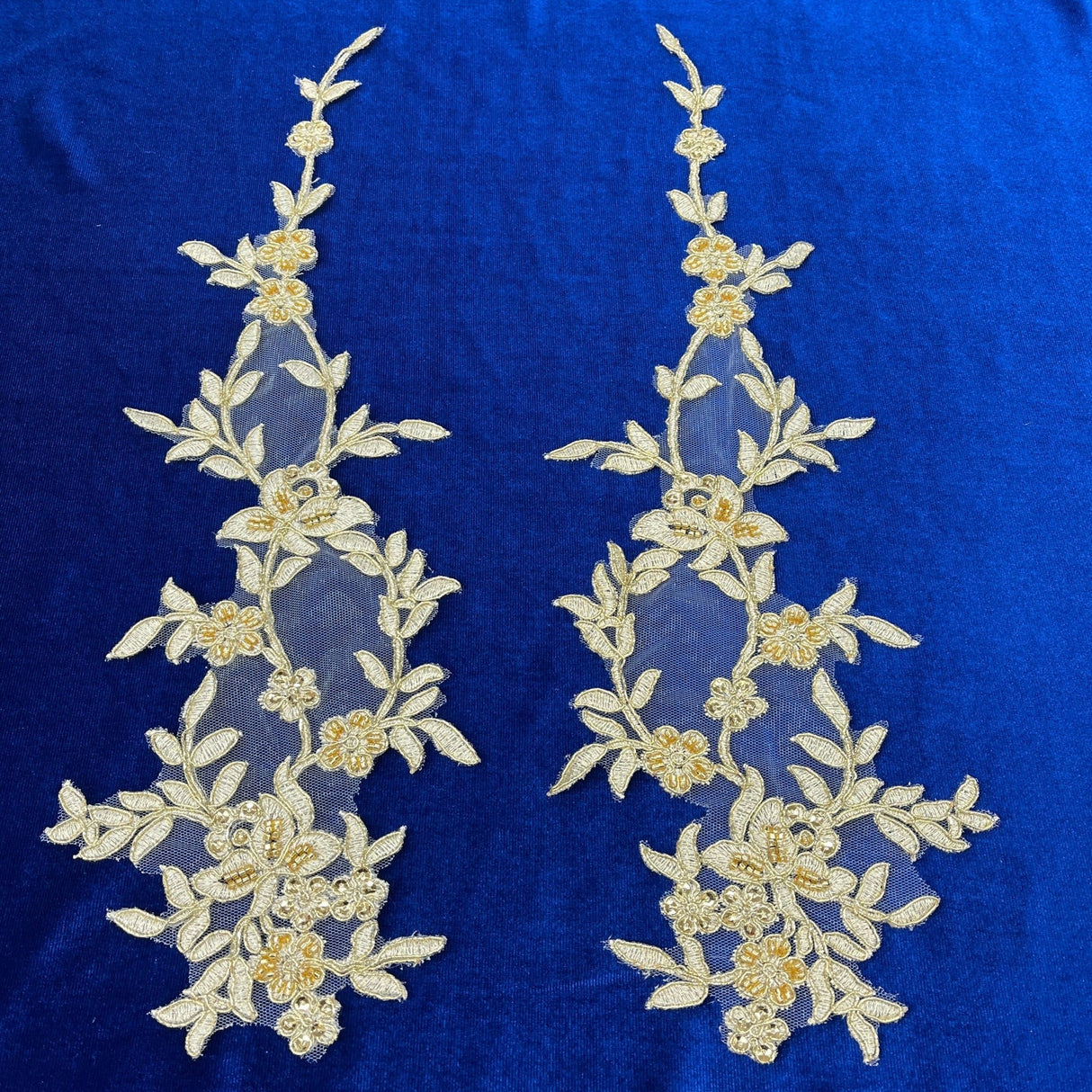 Beaded Corded Floral Lace Applique
