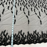 1 Yard Silver Beaded Lace Fabric Embroidered on Polyester Net Mesh Floral Sequin Design 50 Inch Width