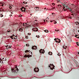 Embroidered Mesh 3D Floral Beaded Lace
