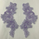 Beaded Corded Floral Lace Applique Pair