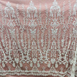 Beaded Lace Fabric on Polyester Net Mesh