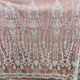 Beaded Lace Fabric on Polyester Net Mesh 51" Wide