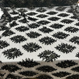 Beaded 3D Floral Lace Fabric