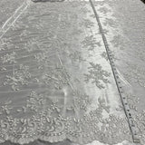 1 Yard Elegant Corded Embroidered Bridal Lace Fabric for Special Occasion White