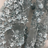 Beaded 3D Floral Lace Fabric