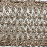 Beaded 3D Floral Lace Fabric Peach 48" Wide