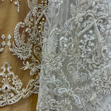 Beaded Embroidered Lace Mesh Fabric