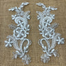 1 Pair Beaded & Corded Floral Lace Applique 9" x 2.5" Each Side