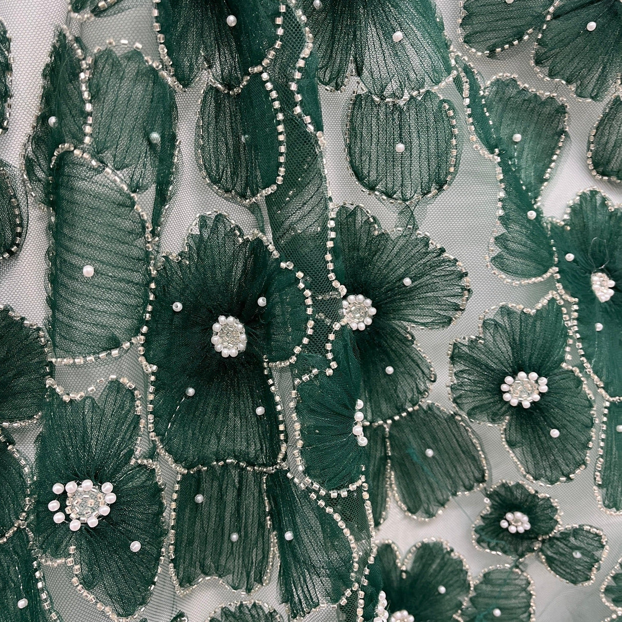 Beaded 3D Floral Lace Fabric 52" Wide