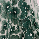 Beaded 3D Floral Lace Fabric