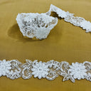Beaded Corded Lace Trim on Polyester Mesh