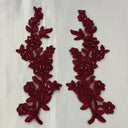 1 Pair Beaded & Corded Floral Lace Applique 10" x 2" Each Side