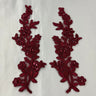 Beaded Corded Floral Lace Applique 100% Polyester Net Mesh