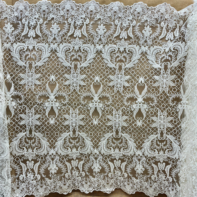 Beaded Corded Bridal Lace Dark Ivory