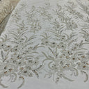 Beaded Lace Fabric on Polyester Net Mesh