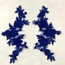 3D Floral Lace Applique Embroidered Polyester Fabric - 3D Floral Applique, 12" X 4" (1 Pair)
