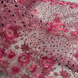 Beaded 3D Floral Lace Fabric 52" Wide