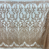 Beaded Lace Fabric on Polyester Net Mesh 52" Wide
