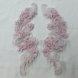 1 Pair Beaded & Corded Floral Lace Applique 10" x 3" Each Side