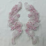 1 Pair Beaded & Corded Floral Lace Applique 10" x 3" Each Side