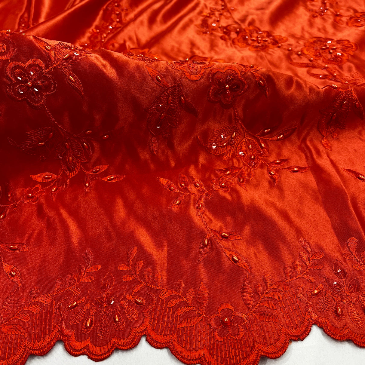 Beaded Bridal Lace Fabric on Satin