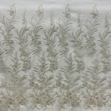 1 Yard Beaded Lace Fabric Embroidered 100 Percent Polyester Net Mesh 50 inch Width