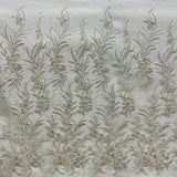 Beaded Lace Fabric on Polyester Net Mesh
