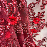 3D Floral Lace Embroidered Mesh