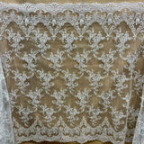 Embroidered Bridal Lace Ivory Silver