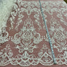 1 Yard Elegant Beaded Lace Fabric Embroidered on Polyester Net Mesh