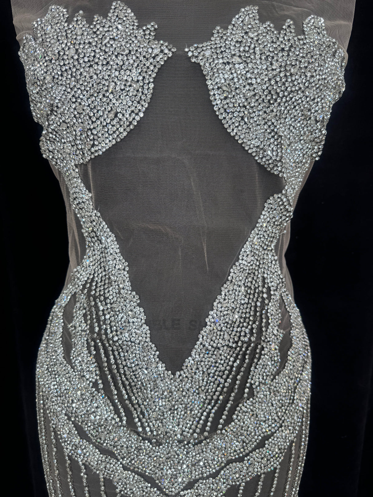 Silver Rhinestone Bodice Applique