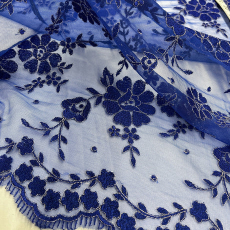 Embroidered Lace Fabric 100% Polyester Net Mesh 52"