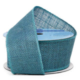 Burlap Wired Ribbon 2 1/2 '' X 10 yd Teal Color 1 / ROLL