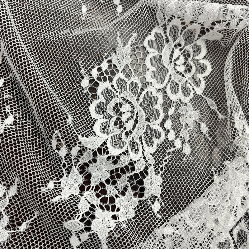 3 Yards Chantilly Embroidered Lace Fabric with Eyelash Scallop  58" wide