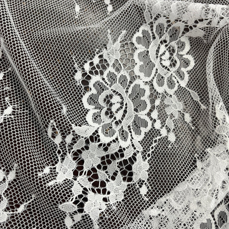 Embroidered Lace Fabric with Eyelash Scallop