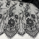Embroidered Chantilly Lace Fabric with Eyelash Scallop