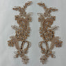 1 Pair Beaded & Corded Floral Lace Applique 9" x 2.5" Each Side