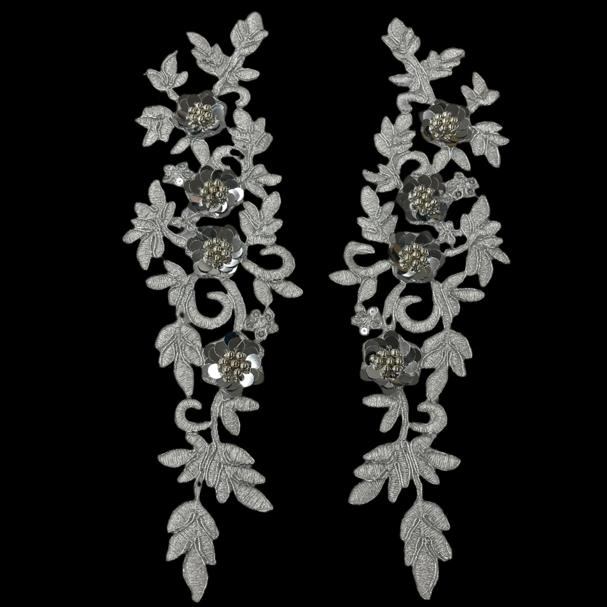 Beaded Corded Floral 3D Lace Applique