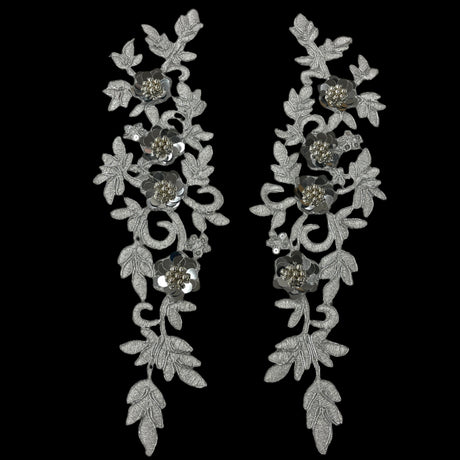 Beaded Corded Floral 3D Lace Applique