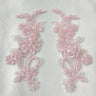 1 Pair Beaded & Corded Floral Lace Applique 9" x 2.5" Each Side