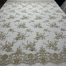 1 Yard Elegant Beaded Lace Fabric Embroidered on Polyester Net Mesh