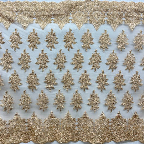 Embroidered Lace Fabric on Polyester Net Mesh