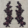 1 Pair Beaded & Corded Floral Lace Applique 10" x 2" Each Side