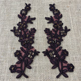 Beaded Corded Floral Lace Applique 100% Polyester Net Mesh