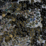 Fame Stretch Mesh Sequin Polyester Fabric - 2-Way Stretch, Embroidered Sequins, 50" Width, 287 GSM (1 Yard)