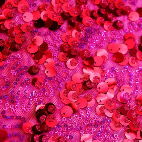 Fame Stretch Mesh Sequin Polyester Fabric - 2-Way Stretch, Embroidered Sequins, 50" Width, 287 GSM (1 Yard)