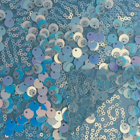 Fame Stretch Mesh Sequin Polyester Fabric - 2-Way Stretch, Embroidered Sequins, 50" Width, 287 GSM (1 Yard)