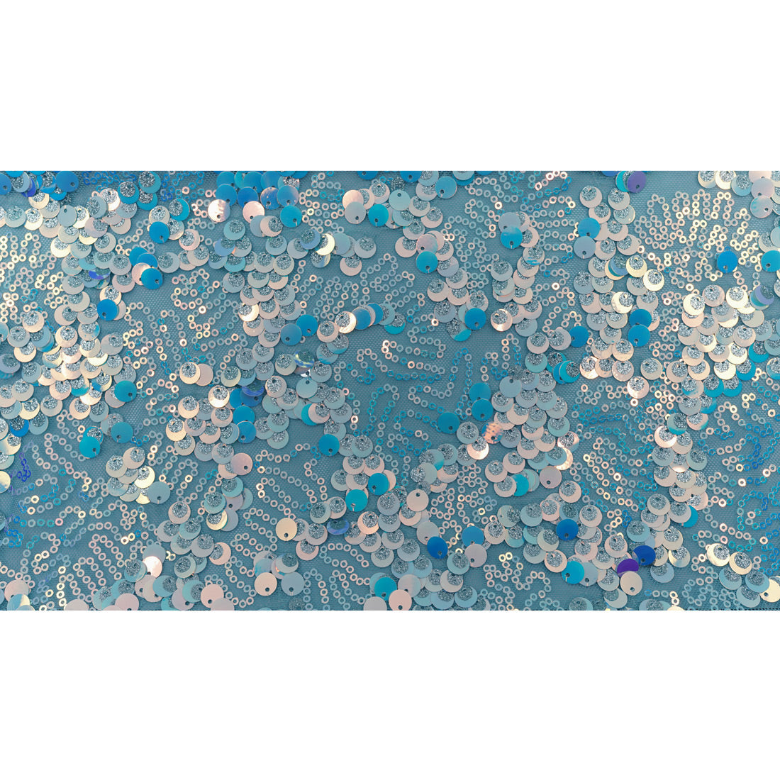 Fame Stretch Mesh Sequin Polyester Fabric - 2-Way Stretch, Embroidered Sequins, 50" Width, 287 GSM (1 Yard)