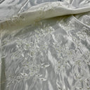 1 Yard - Beaded Bridal Lace Fabric Embroidered on 100% Polyester Satin - Ivory with Gold - 54" Wide